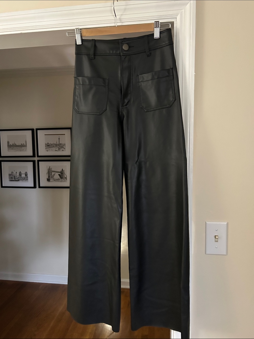 Zara Black Wide-Leg Faux Leather Pants